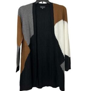 FORTUNE + IVY Colorblock Open Front Long Line Cardigan NWOT Medium
